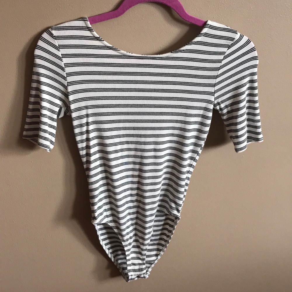 Black & White Striped Bodysuit
